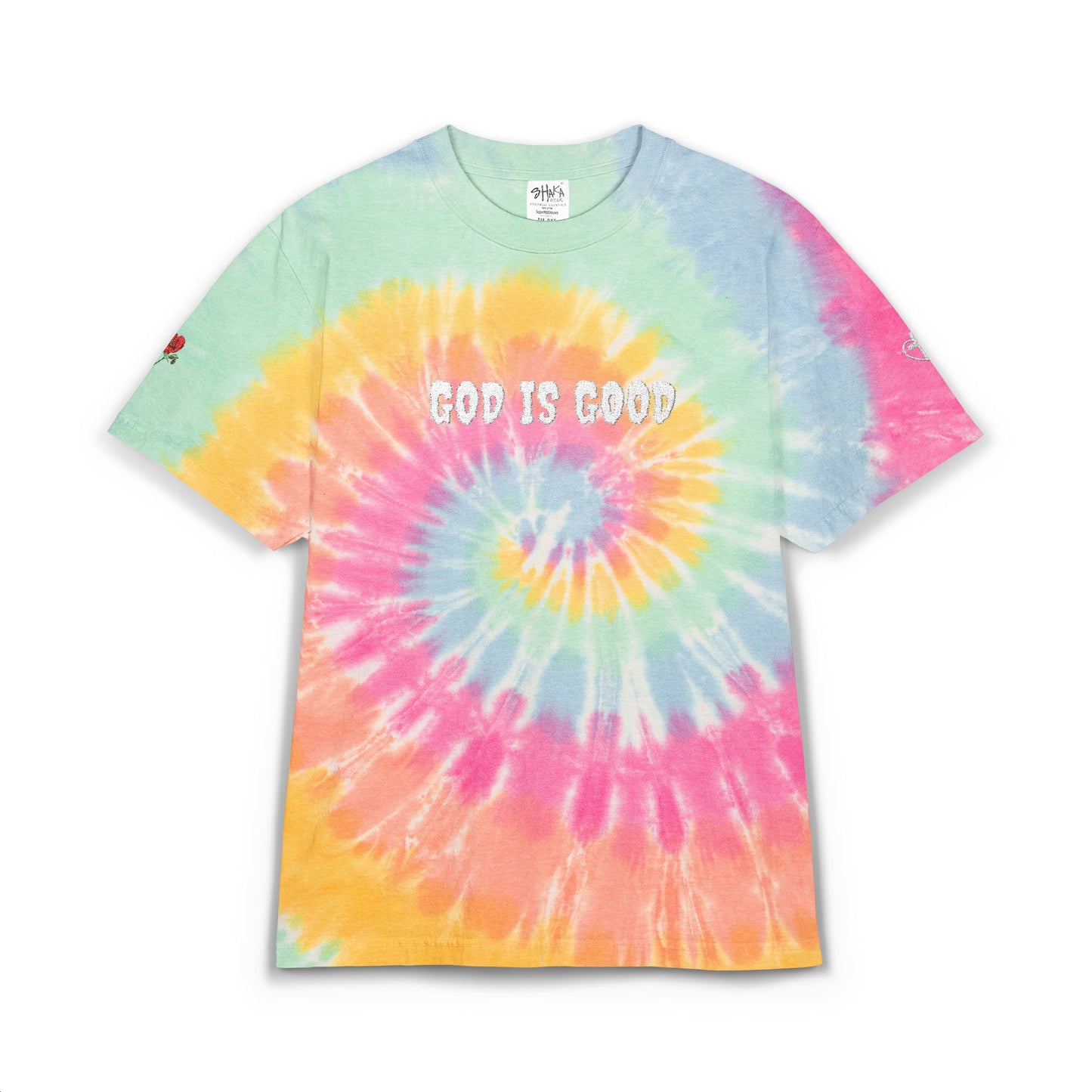 Vibrant Colorful T-Shirt (Embroidery) - God is Good, Oversized Tee, Boho Fashion, Festival Wear, Summer Style, Statement Shirt