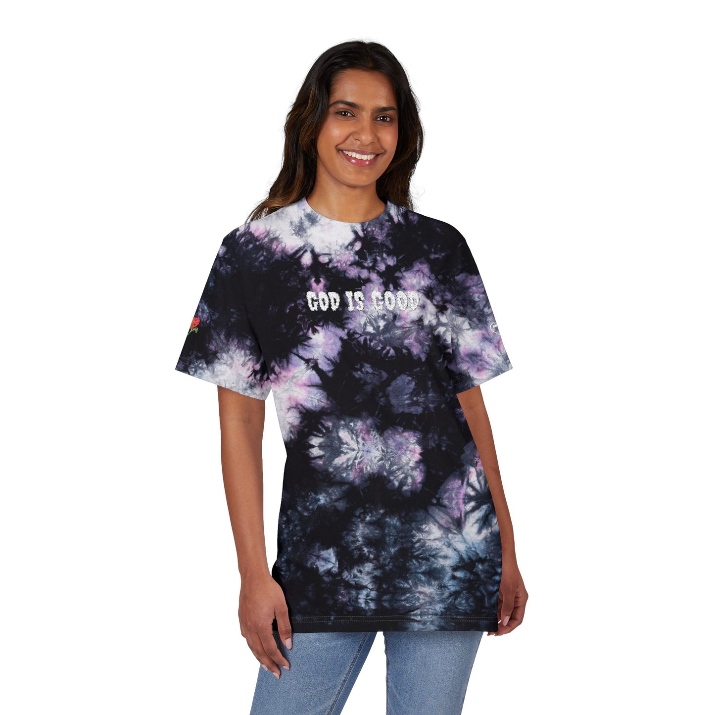 Vibrant Colorful T-Shirt (Embroidery) - God is Good, Oversized Tee, Boho Fashion, Festival Wear, Summer Style, Statement Shirt