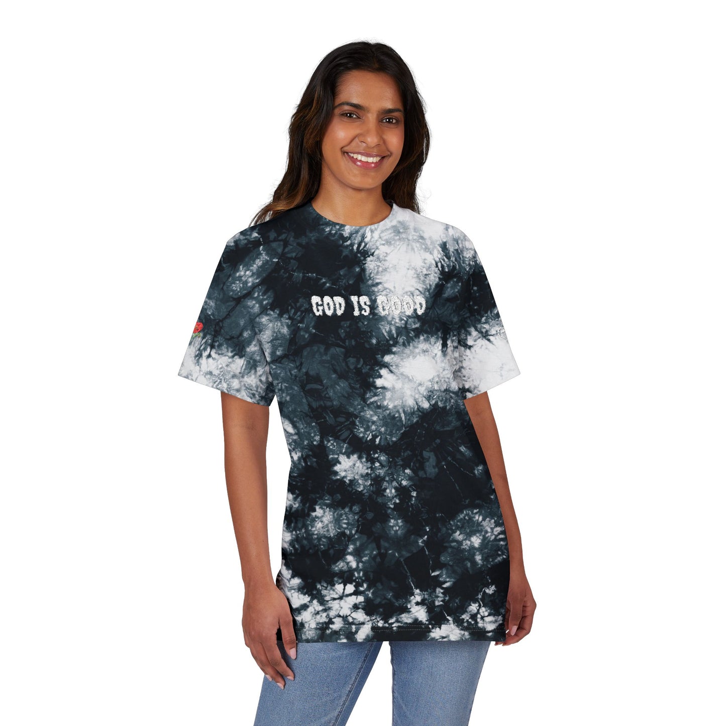 Vibrant Colorful T-Shirt (Embroidery) - God is Good, Oversized Tee, Boho Fashion, Festival Wear, Summer Style, Statement Shirt