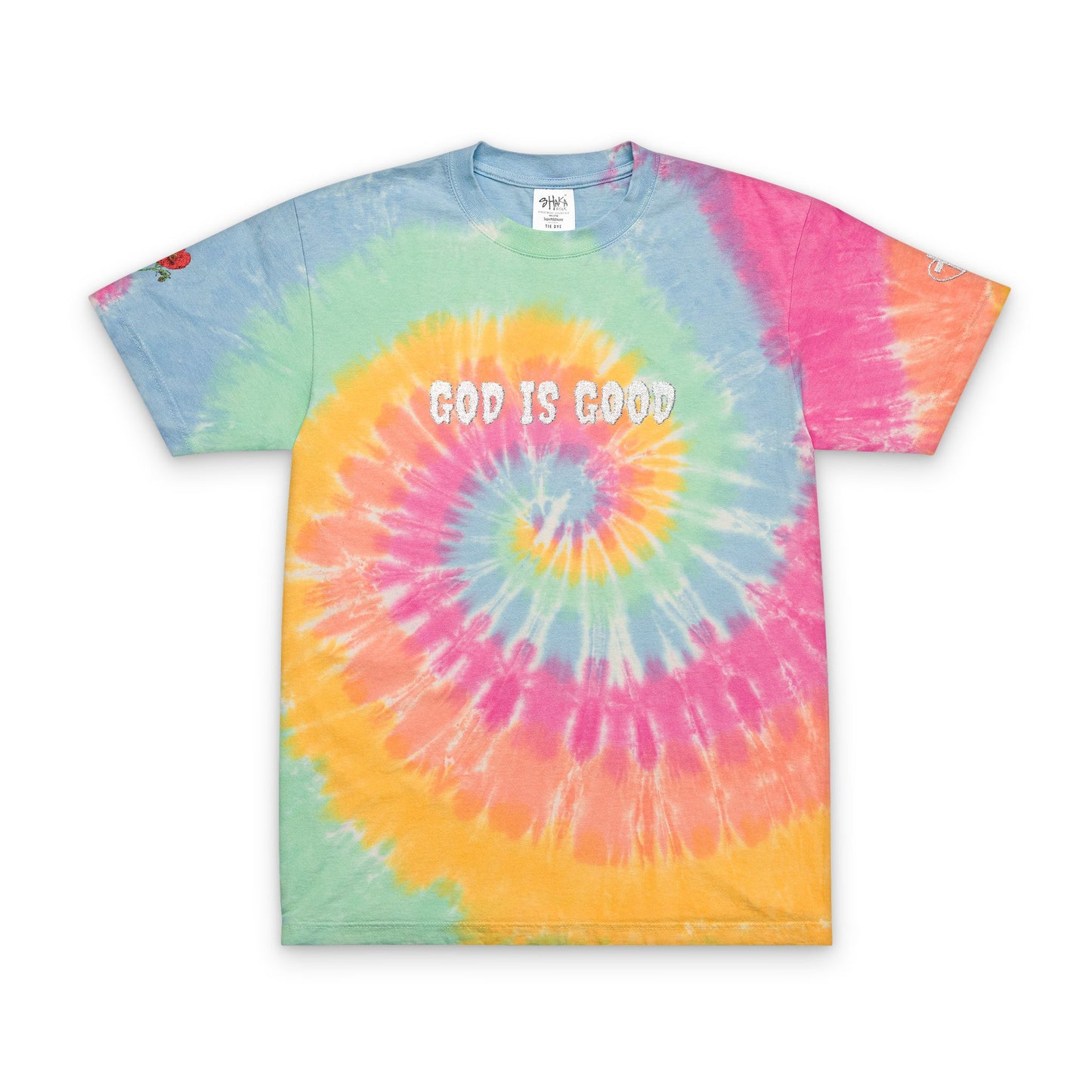 Vibrant Colorful T-Shirt (Embroidery) - God is Good, Oversized Tee, Boho Fashion, Festival Wear, Summer Style, Statement Shirt