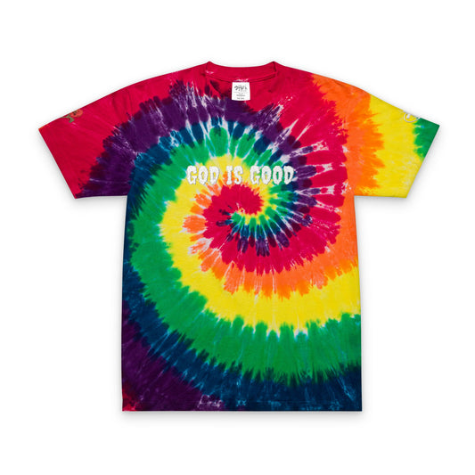 Vibrant Colorful T-Shirt (Embroidery) - God is Good, Oversized Tee, Boho Fashion, Festival Wear, Summer Style, Statement Shirt