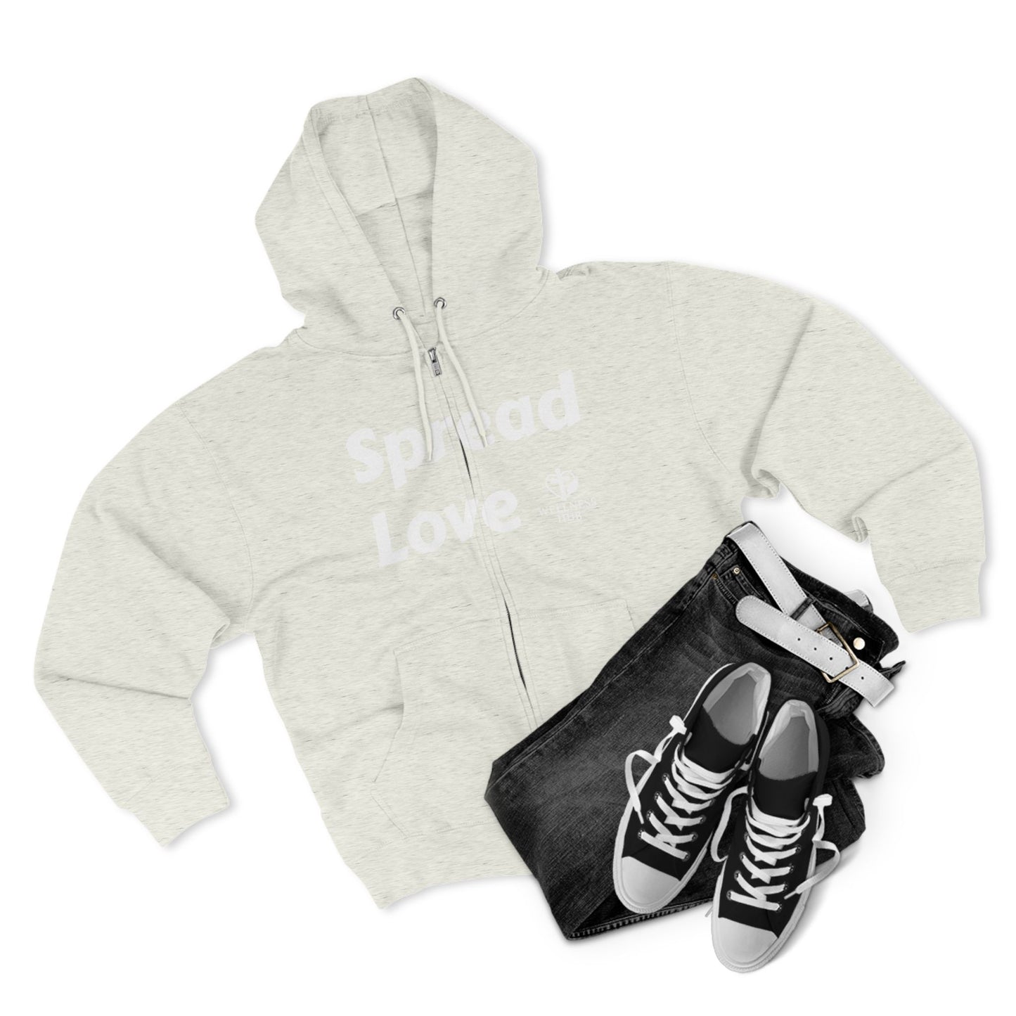Spread Love Zip Hoodie - Casual Wear, Faith-Based Fashion