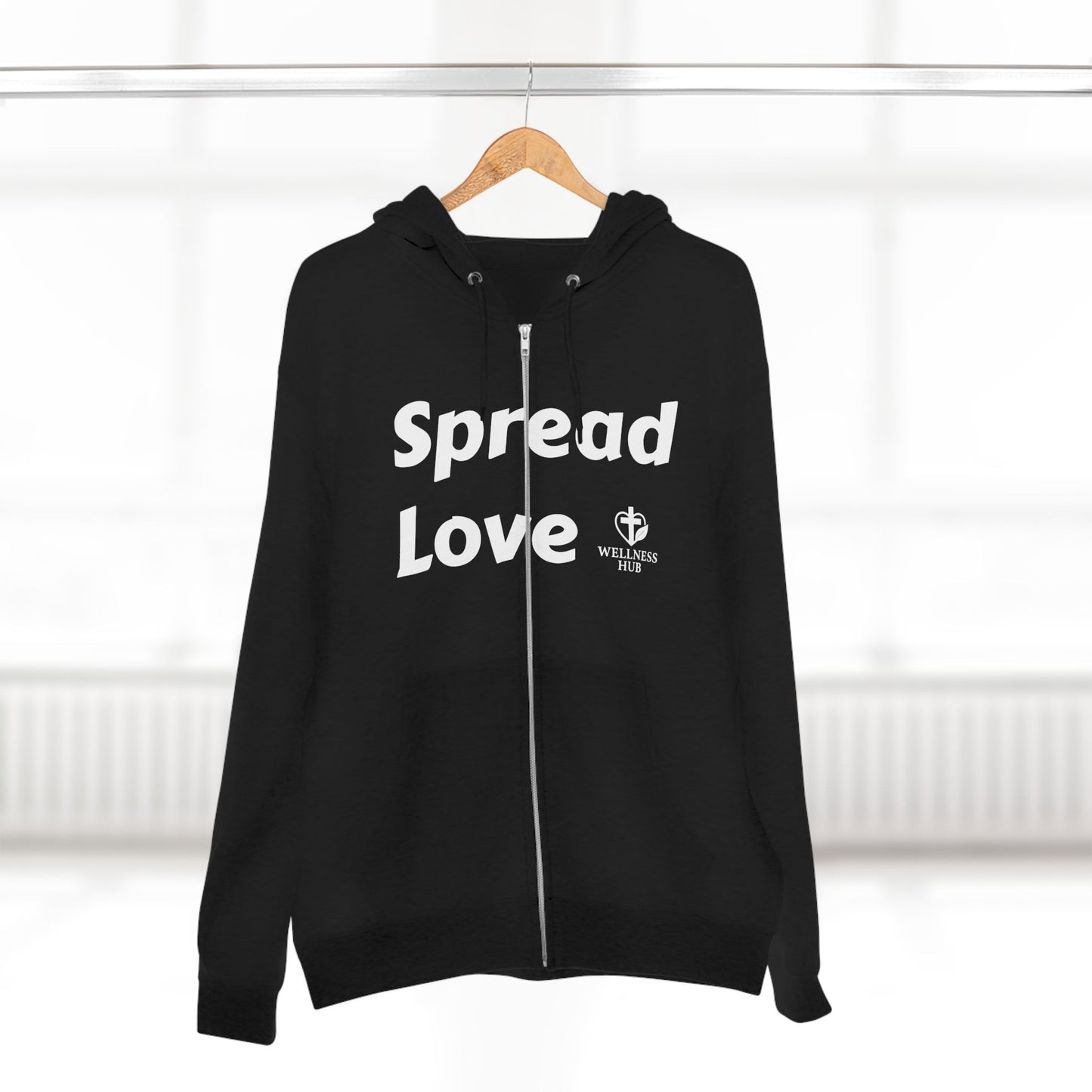 Spread Love Zip Hoodie - Casual Wear, Faith-Based Fashion
