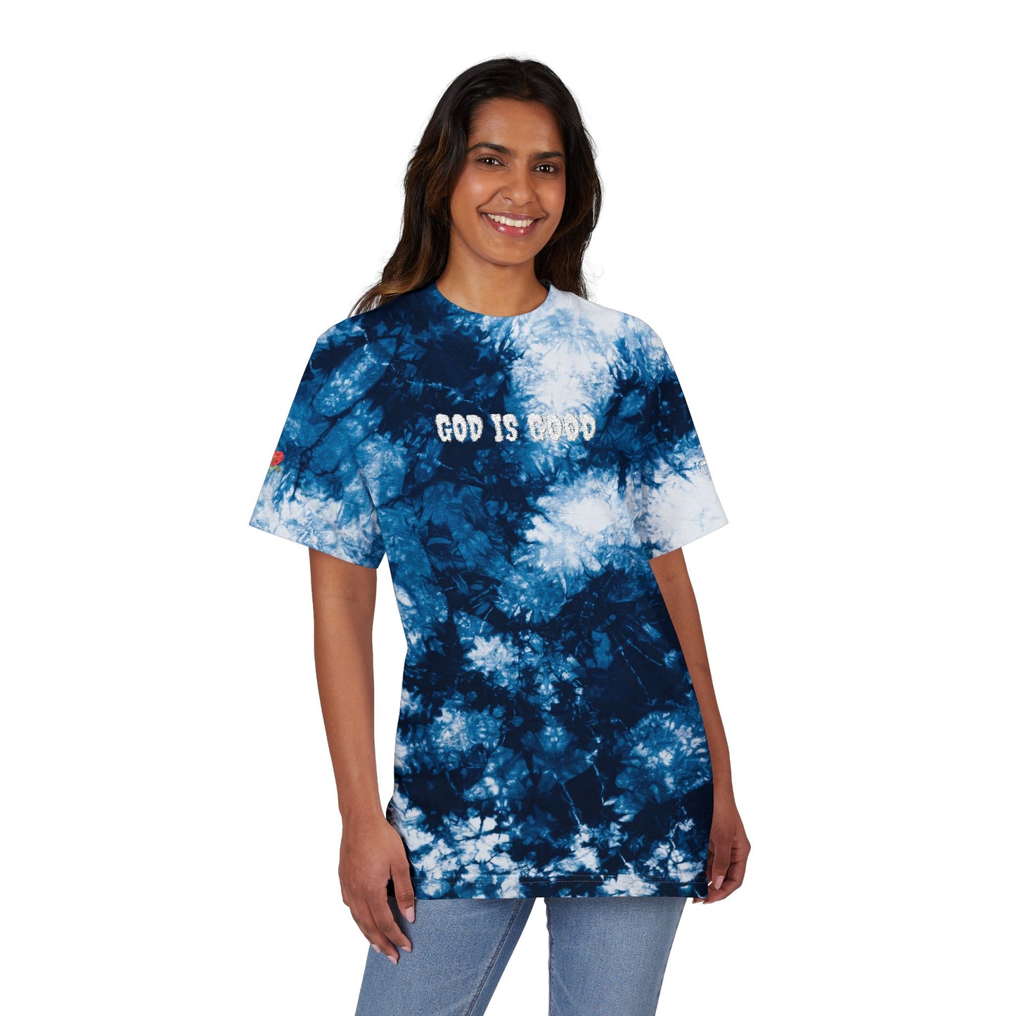 Vibrant Colorful T-Shirt (Embroidery) - God is Good, Oversized Tee, Boho Fashion, Festival Wear, Summer Style, Statement Shirt