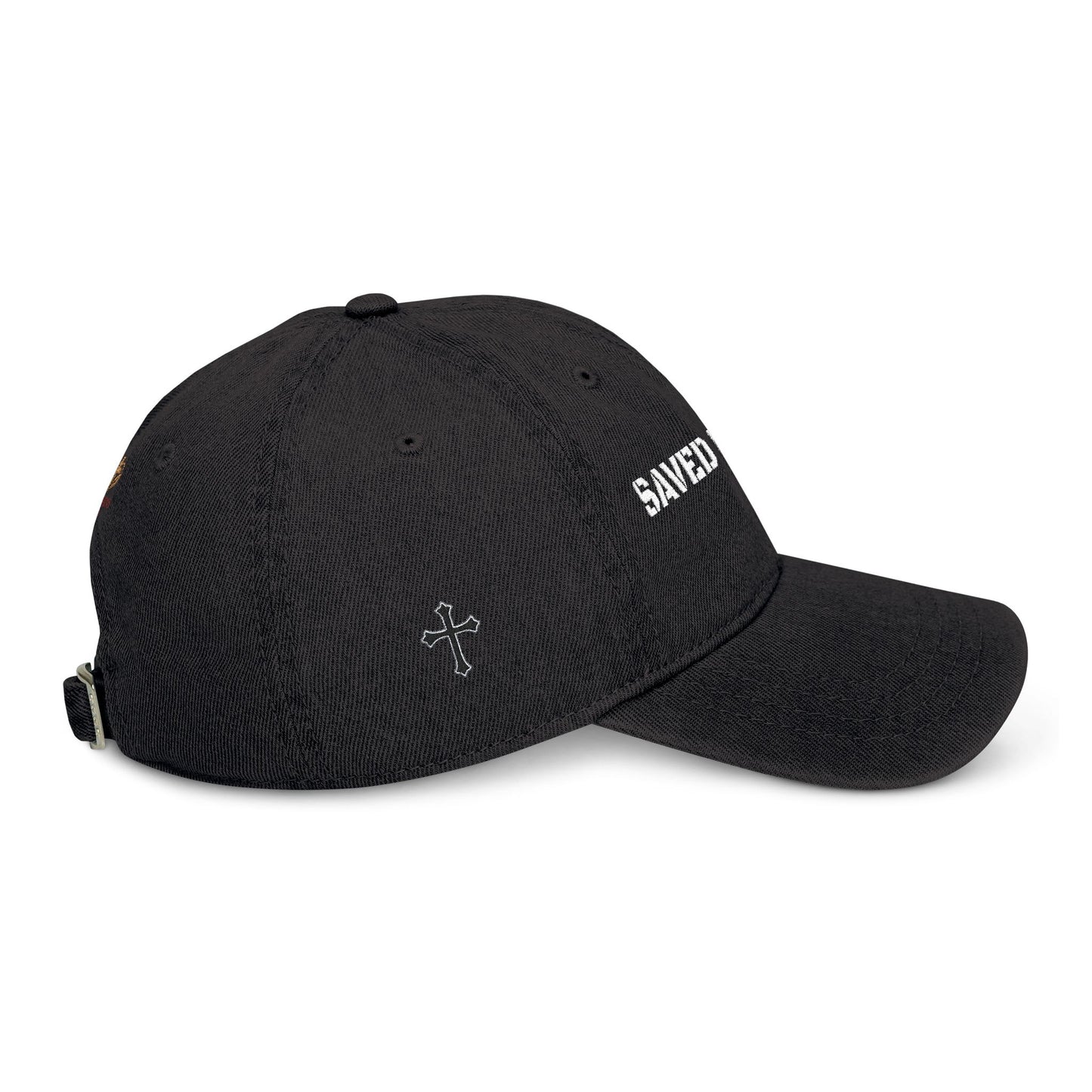 Embroidered Denim Hat - Saved by God, Casual Cap, Faith-Based Apparel, Gift for Believers, Stylish Hat for Any Occasion