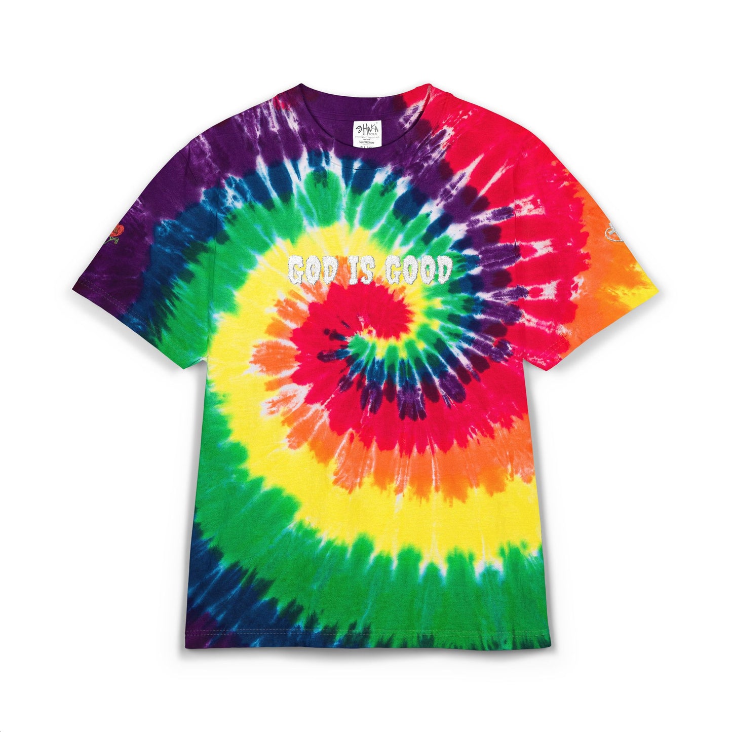 Vibrant Colorful T-Shirt (Embroidery) - God is Good, Oversized Tee, Boho Fashion, Festival Wear, Summer Style, Statement Shirt